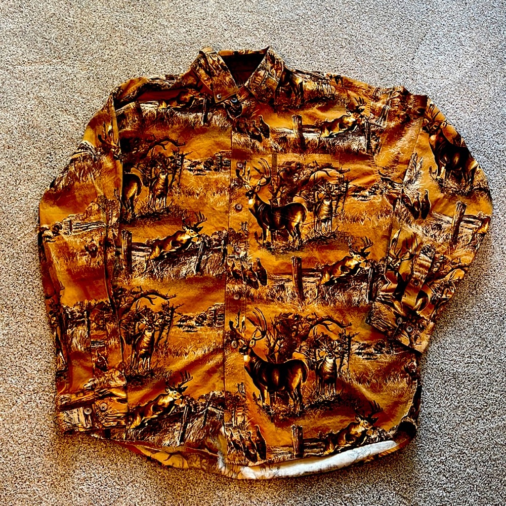 Mens North River Deer Print Button Down Shirt